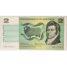 AUSTRALIA 1966 . TWO 2 DOLLARS BANKNOTE . COOMBS/WILSON . FIRST PREFIX FAA